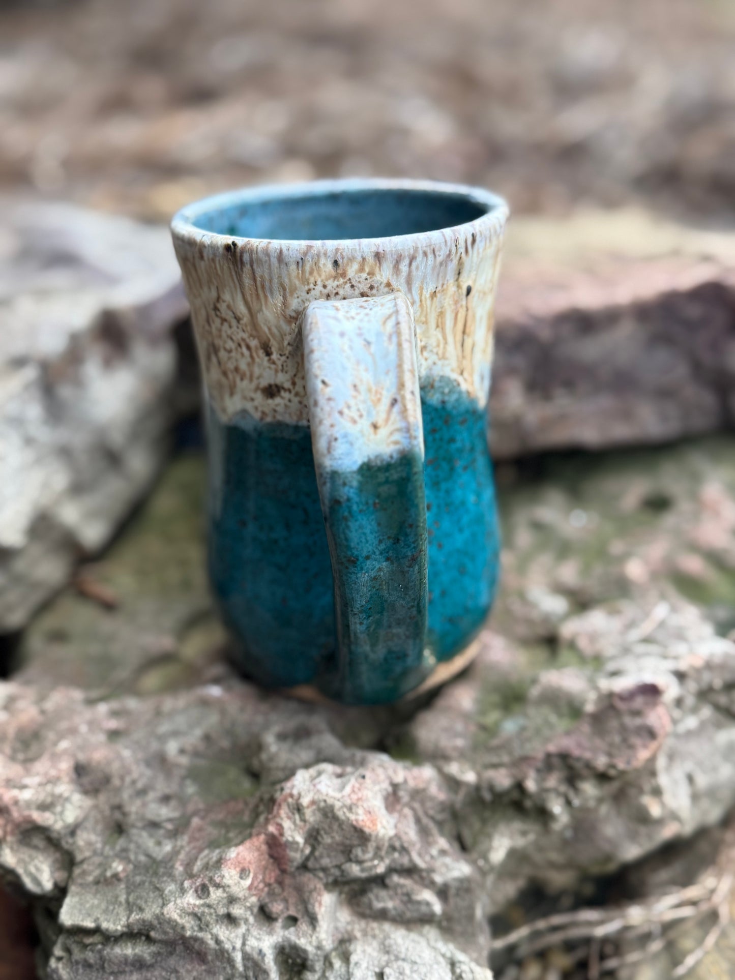 Turquoise/Chocolate Chip mug ready to ship