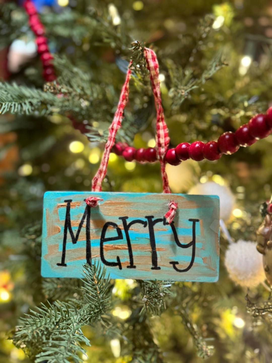 “Merry” wood ornament