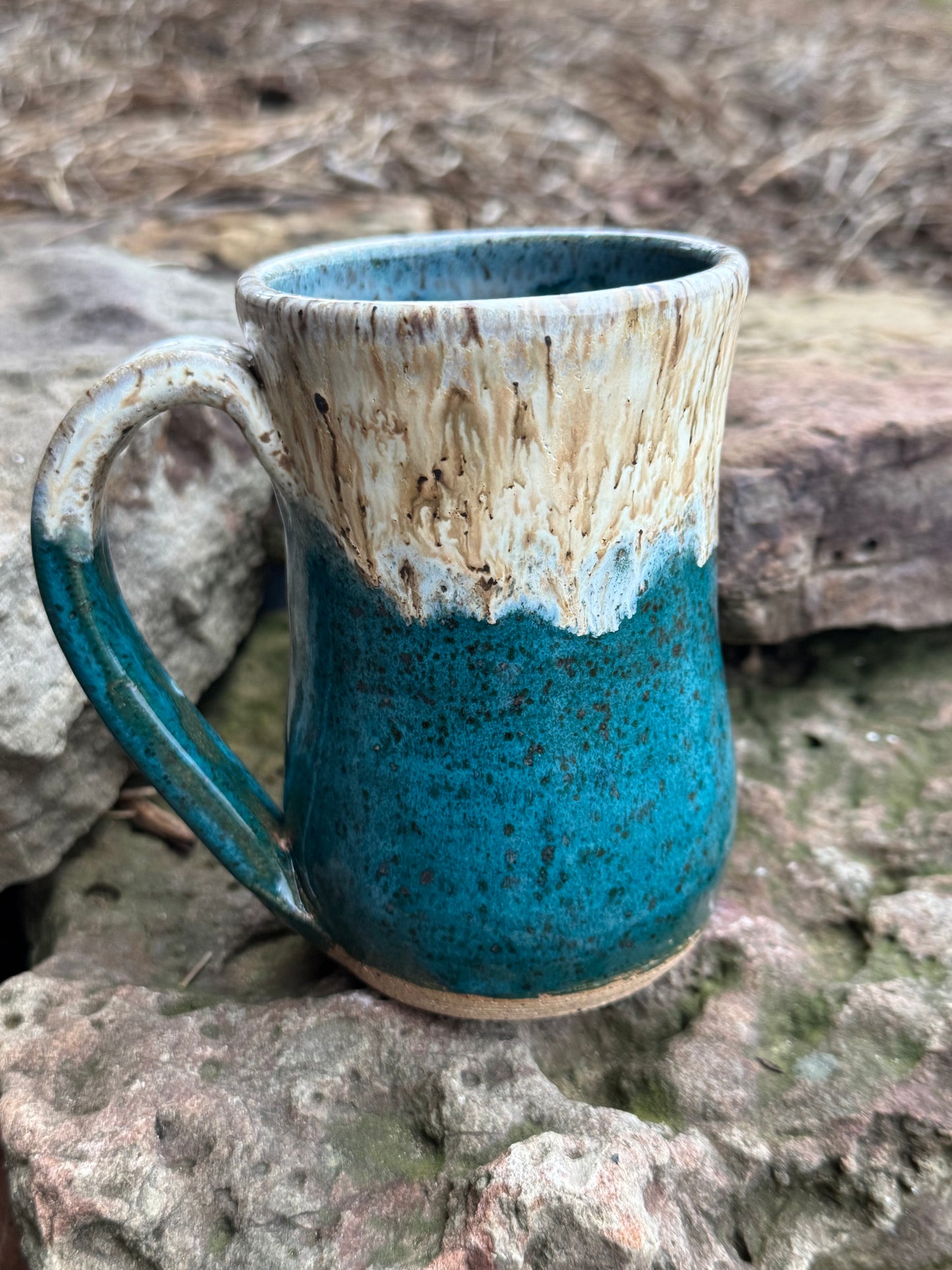 Turquoise/Chocolate Chip mug ready to ship