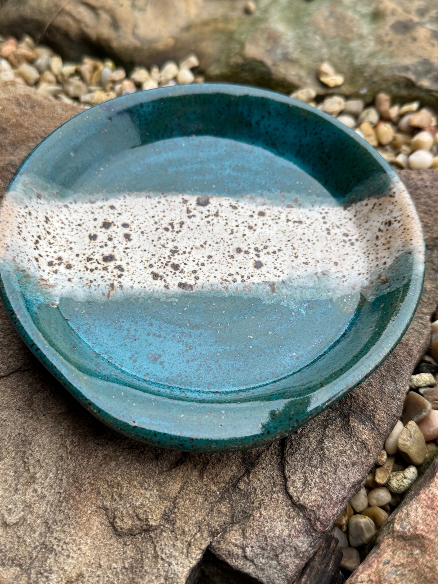 Turquoise/chocolate chip spoon rest