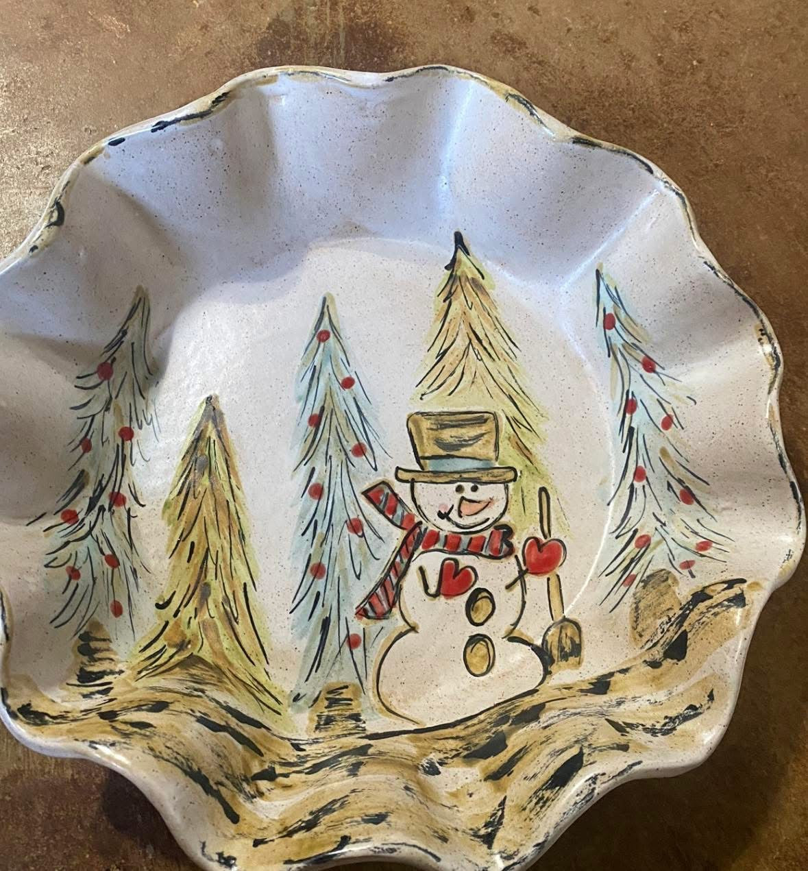 Christmas Scene pie plate (Made to order)